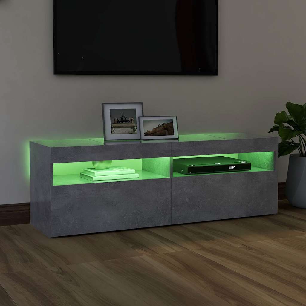 804377 vidaXL TV Cabinet with LED Lights Concrete Grey 120x35x40 cm 6