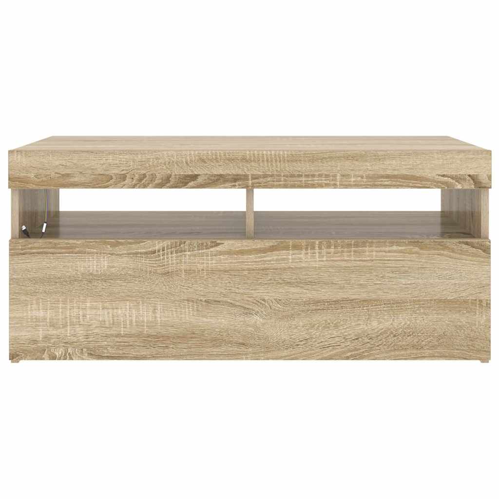 804385 vidaXL TV Cabinet with LED Lights Sonoma Oak 90x35x40 cm 5