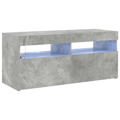 804386 vidaXL TV Cabinet with LED Lights Concrete Grey 90x35x40 cm 2