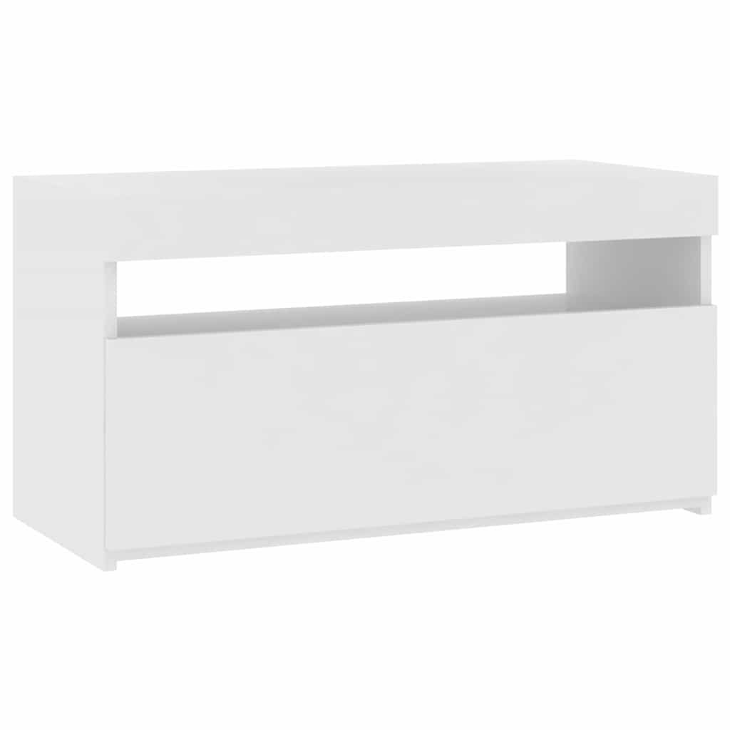 804391 vidaXL TV Cabinet with LED Lights White 75x35x40 cm 2