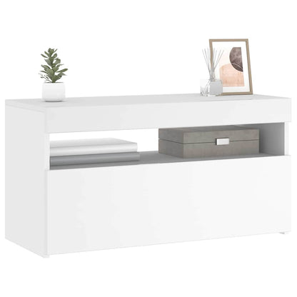 TV Cabinet with LED Lights 75x35x40 cm 1 Width 75 cm White