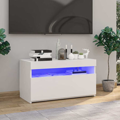 TV Cabinet with LED Lights 75x35x40 cm 1 Width 75 cm White