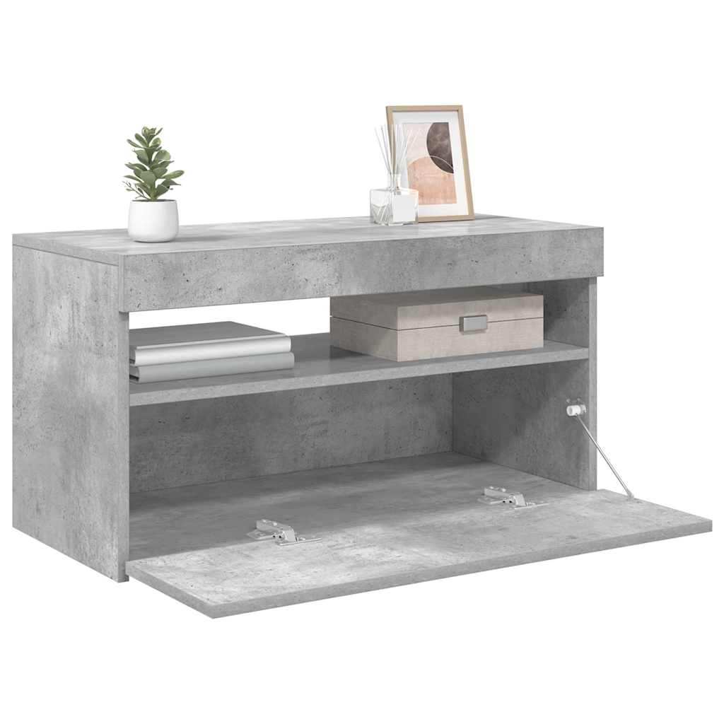 TV Cabinet with LED Lights 75x35x40 cm 1 Width 75 cm Concrete grey