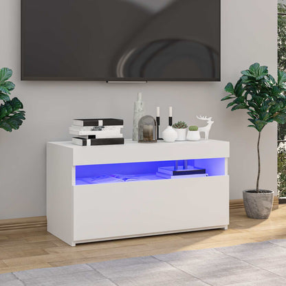 804403 vidaXL TV Cabinet with LED Lights High Gloss White 75x35x40 cm 1