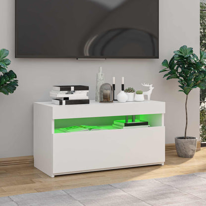 804403 vidaXL TV Cabinet with LED Lights High Gloss White 75x35x40 cm 3