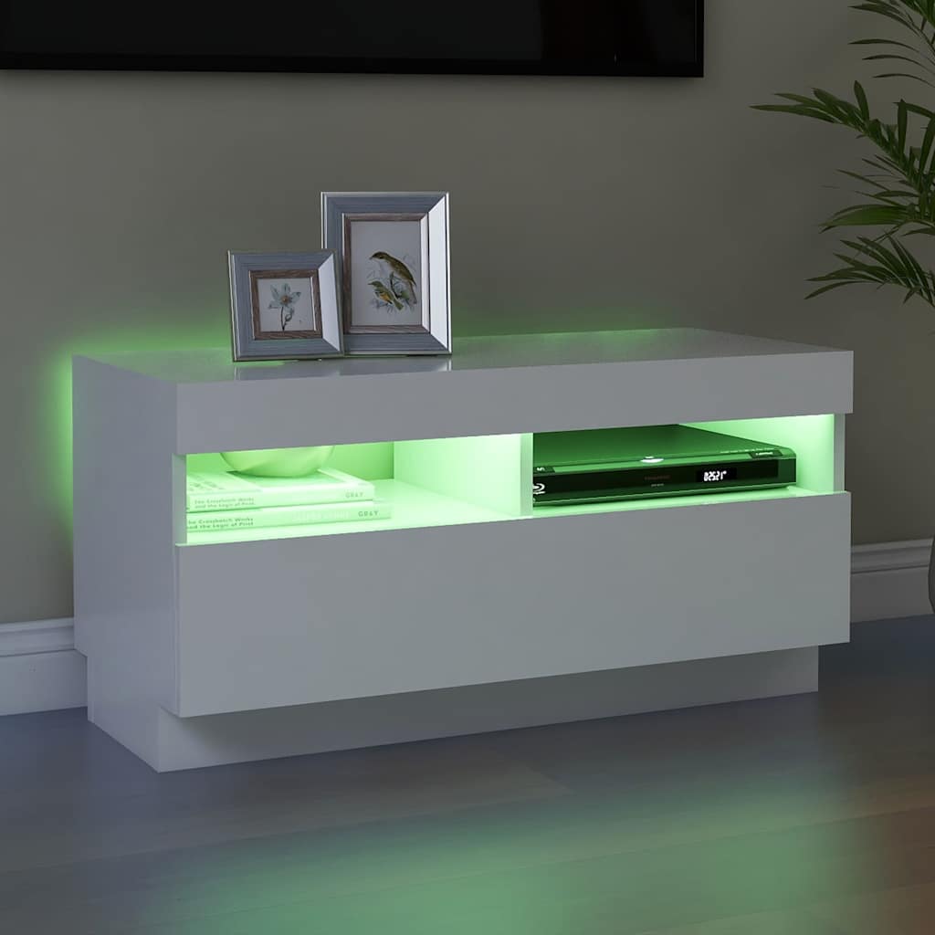 804445 vidaXL TV Cabinet with LED Lights White 80x35x40 cm 5