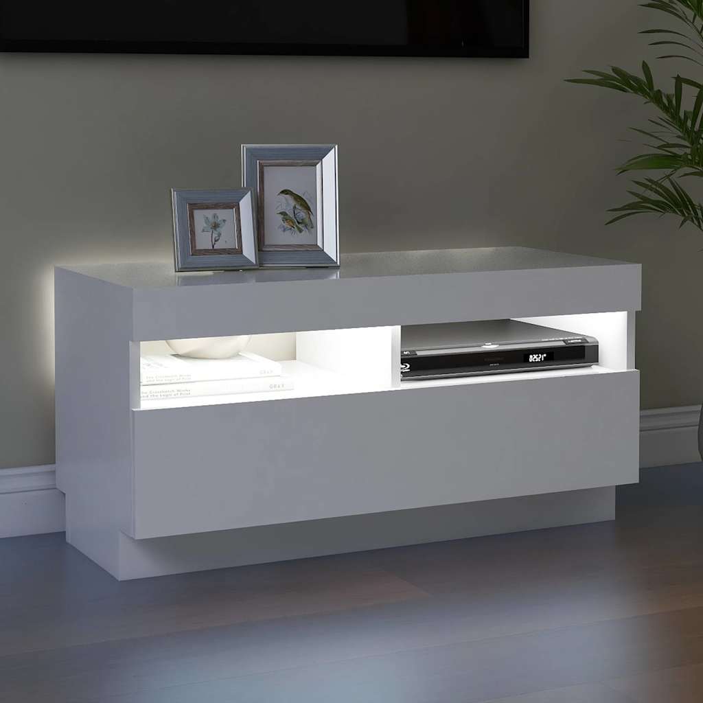 804445 vidaXL TV Cabinet with LED Lights White 80x35x40 cm 6