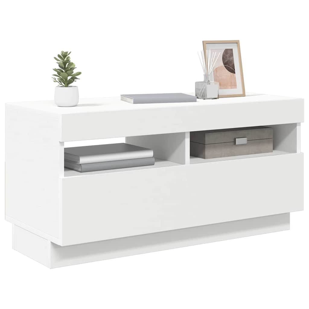 TV Cabinet with LED Lights 80x35x40 cm White 80 cm