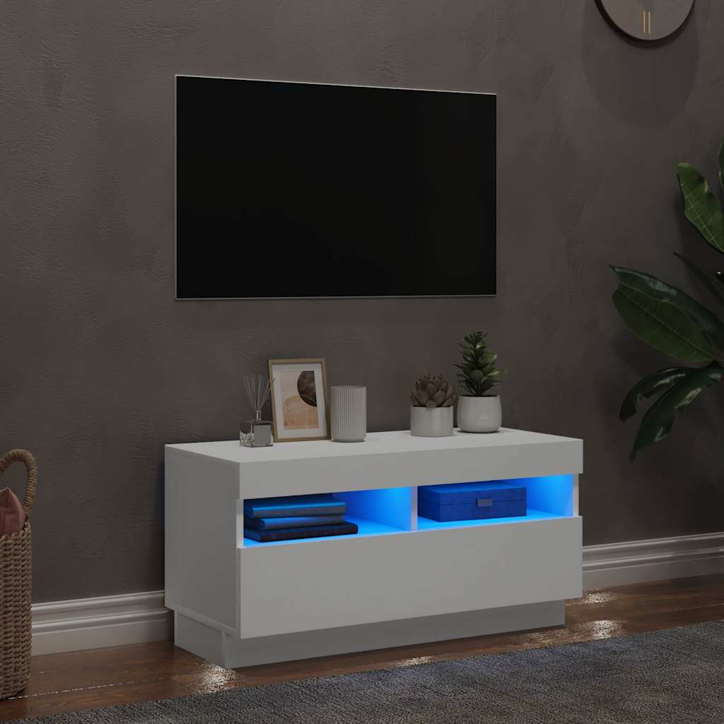 804445 vidaXL TV Cabinet with LED Lights White 80x35x40 cm 1