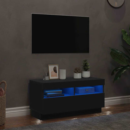 804446 vidaXL TV Cabinet with LED Lights Black 80x35x40 cm 1