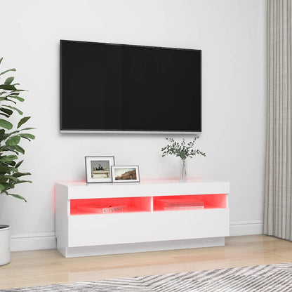 804454 vidaXL TV Cabinet with LED Lights White 100x35x40 cm 3