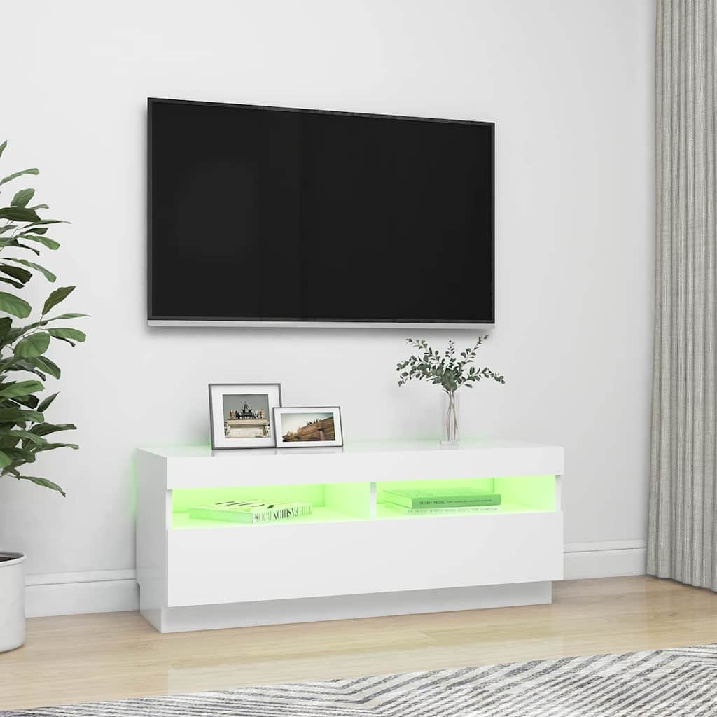 804454 vidaXL TV Cabinet with LED Lights White 100x35x40 cm 4