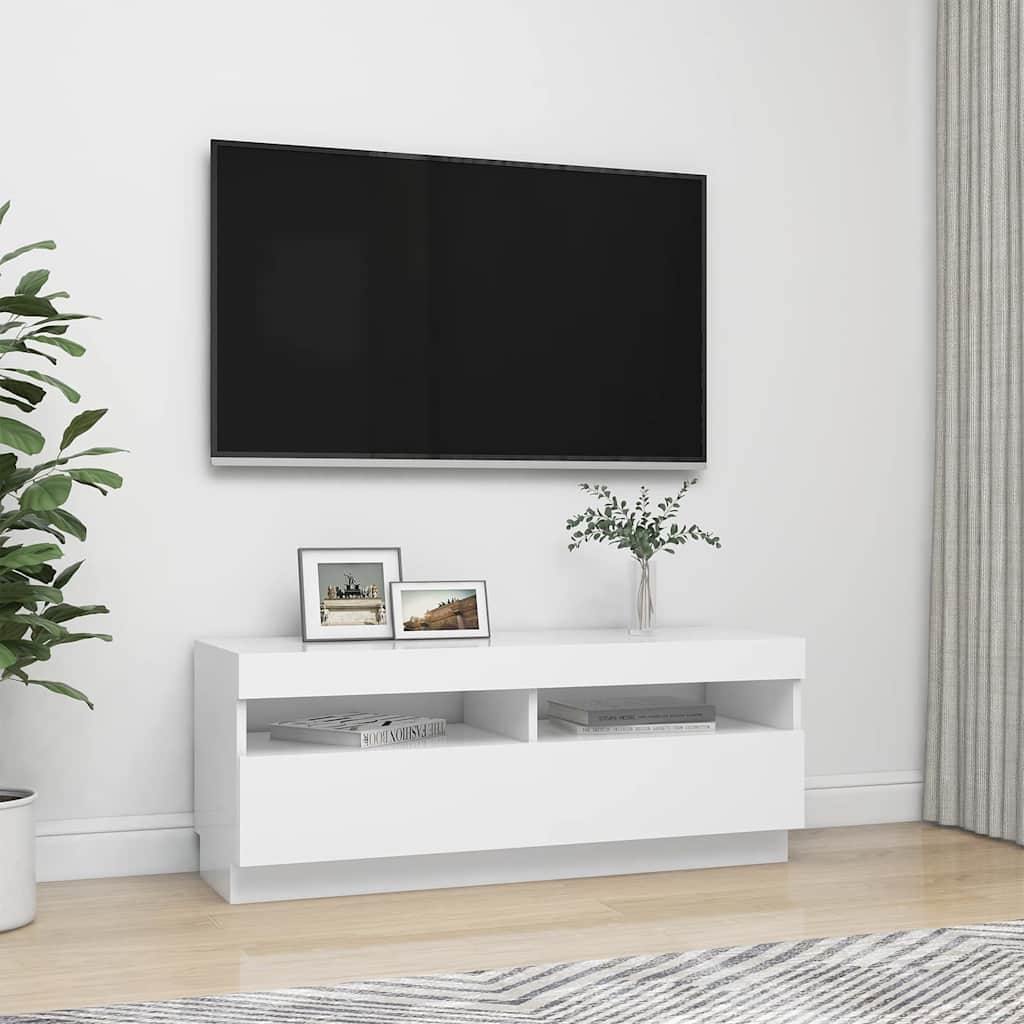 804454 vidaXL TV Cabinet with LED Lights White 100x35x40 cm 5