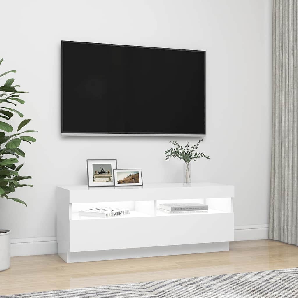 804454 vidaXL TV Cabinet with LED Lights White 100x35x40 cm 6