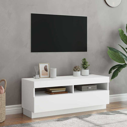 804454 vidaXL TV Cabinet with LED Lights White 100x35x40 cm 1