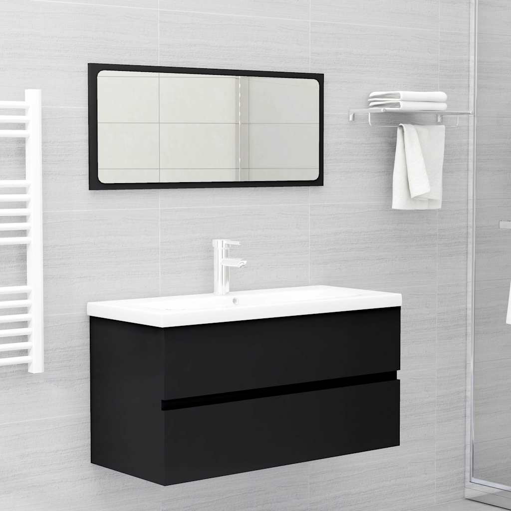 vidaXL Sink Cabinet Black 90x38.5x45 cm Engineered Wood 3