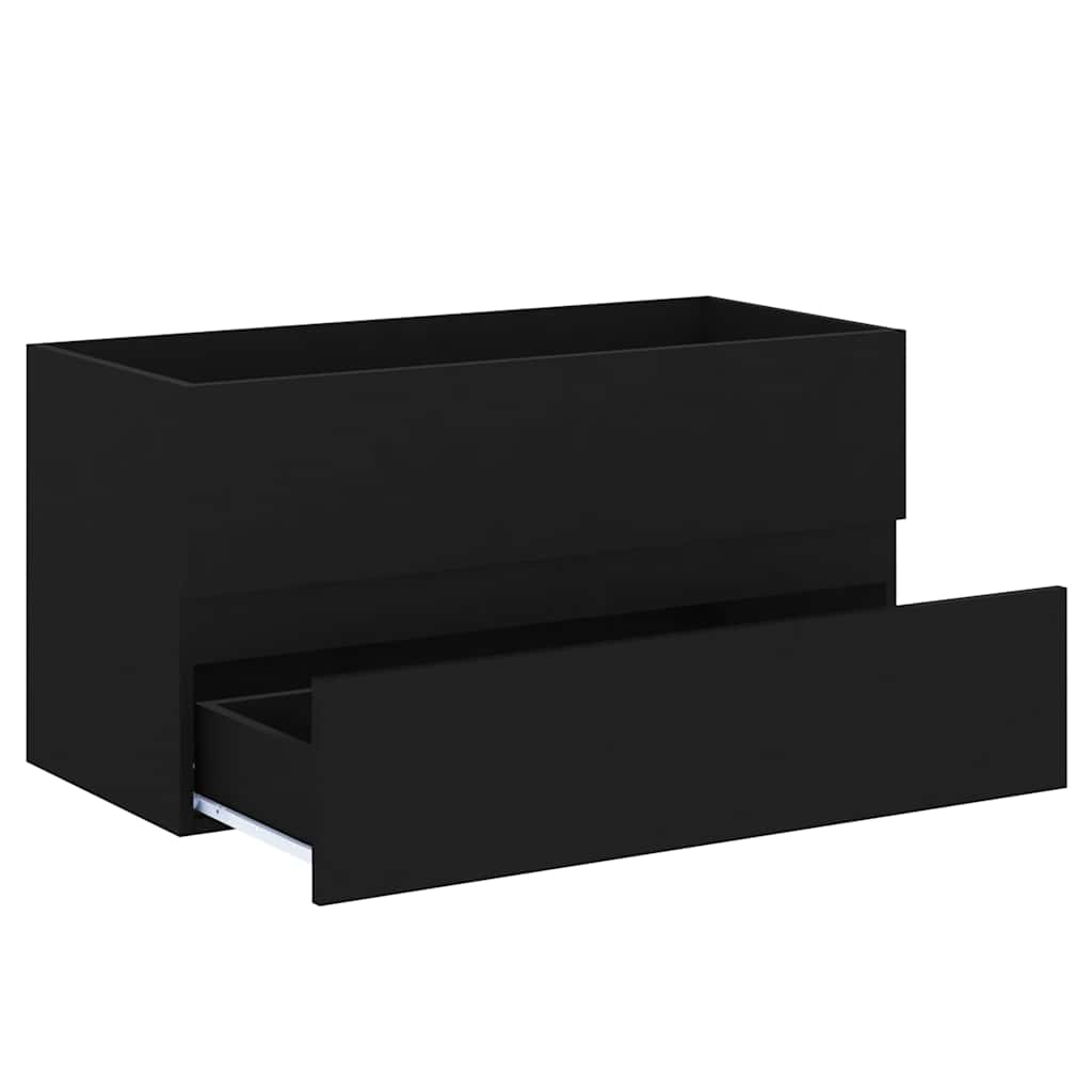 vidaXL Sink Cabinet Black 90x38.5x45 cm Engineered Wood 4
