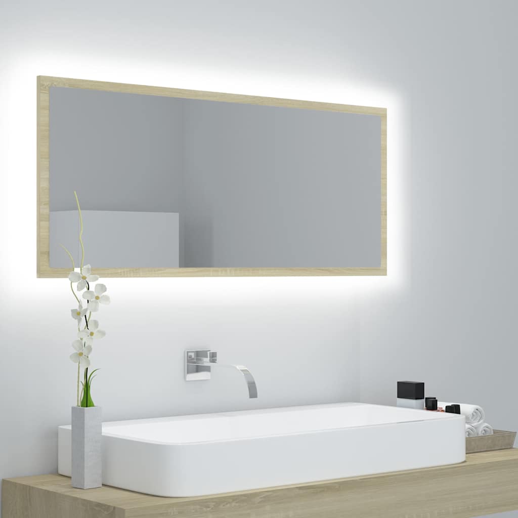 vidaXL LED Bathroom Mirror 100x8.5x37 cm Acrylic