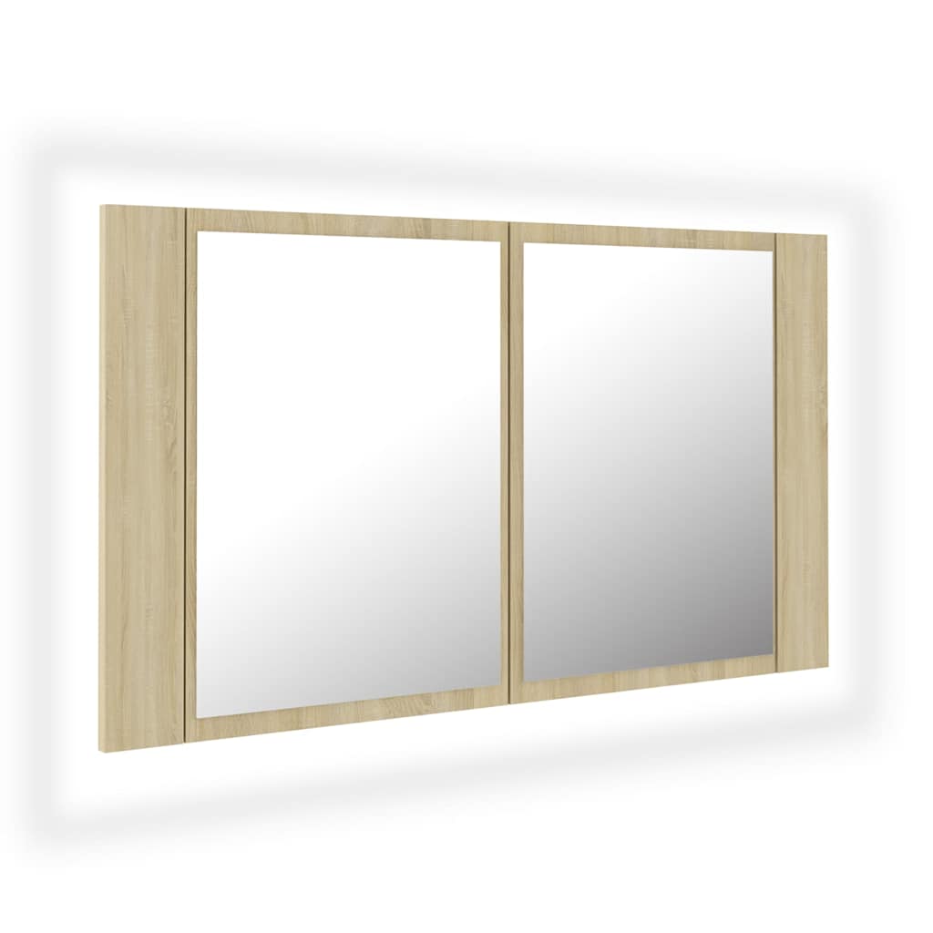 vidaXL Led Mirror Cabinet | Sonoma oak | Engineered wood | 80 x 12 x 45 cm 2