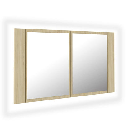vidaXL Led Mirror Cabinet | Sonoma oak | Engineered wood | 80 x 12 x 45 cm 2