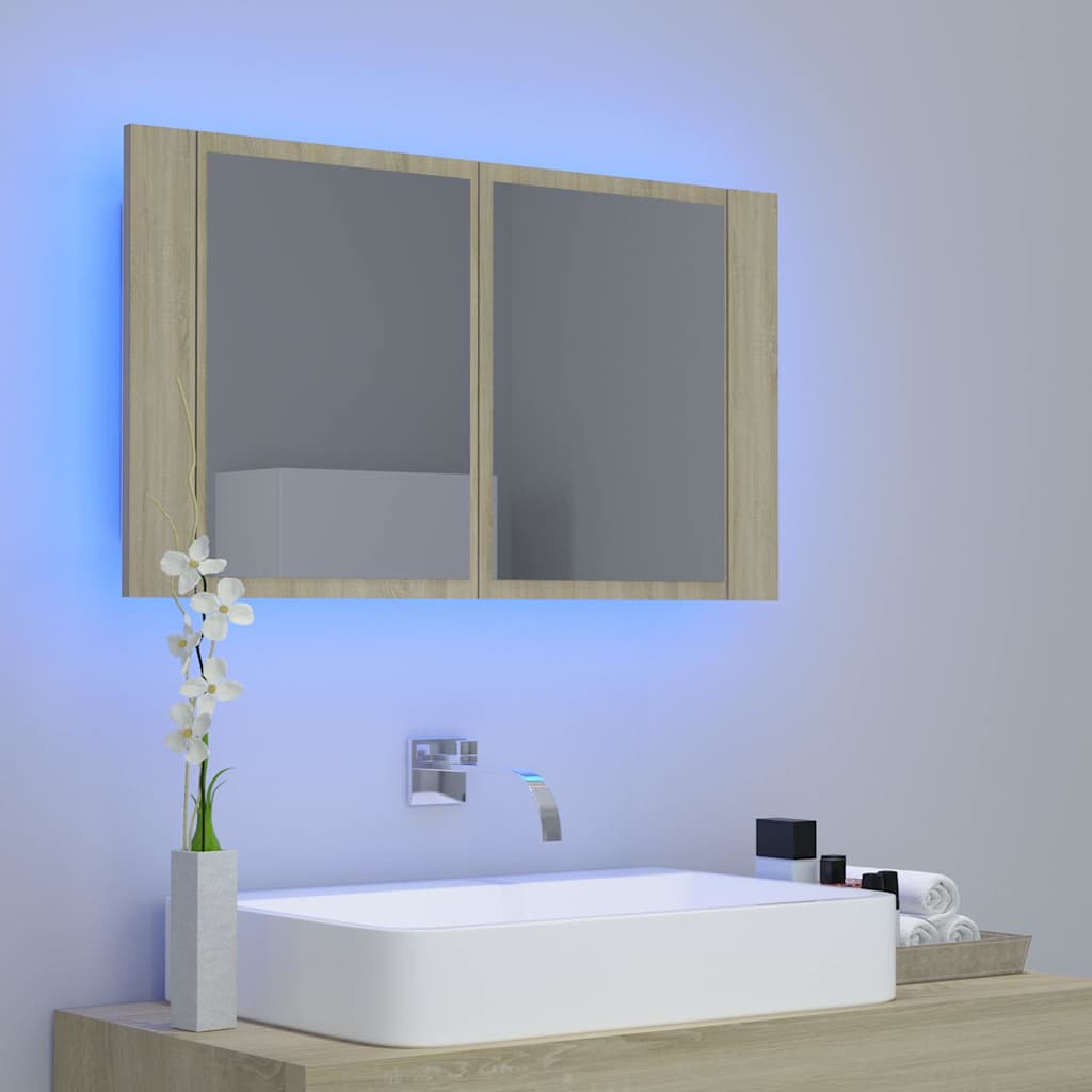 vidaXL Led Mirror Cabinet | Sonoma oak | Engineered wood | 80 x 12 x 45 cm 3