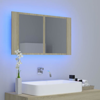 vidaXL Led Mirror Cabinet | Sonoma oak | Engineered wood | 80 x 12 x 45 cm 3