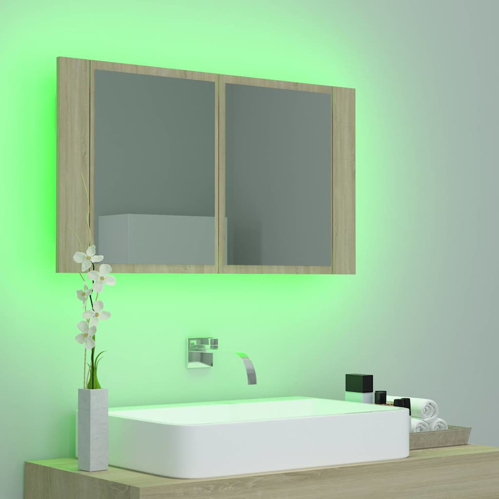 vidaXL Led Mirror Cabinet | Sonoma oak | Engineered wood | 80 x 12 x 45 cm 5