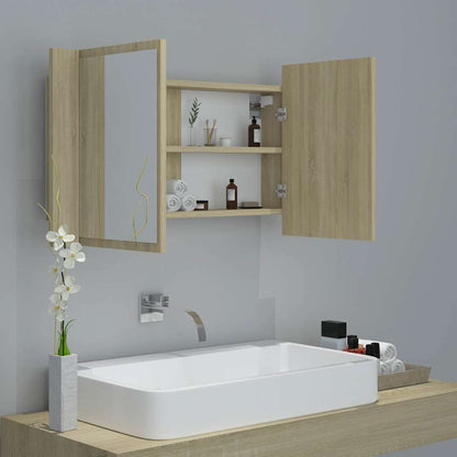 vidaXL Led Mirror Cabinet | Sonoma oak | Engineered wood | 80 x 12 x 45 cm 6