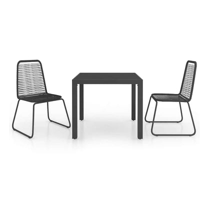 5 Piece Garden Dining Set PVC Rattan Black 79 cm table length 2