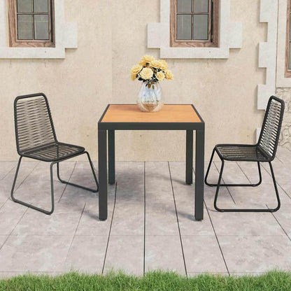 5 Piece Garden Dining Set PVC Rattan Black and brown 79 cm table length 2