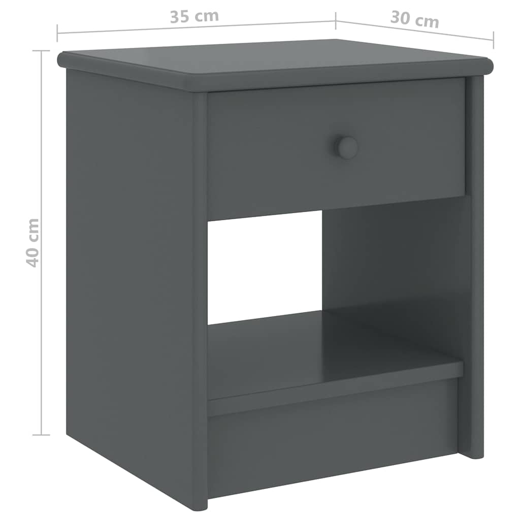 vidaXL Bedside Cabinet | Dark grey | Solid pinewood | Compact | Bedside Cabinet 6