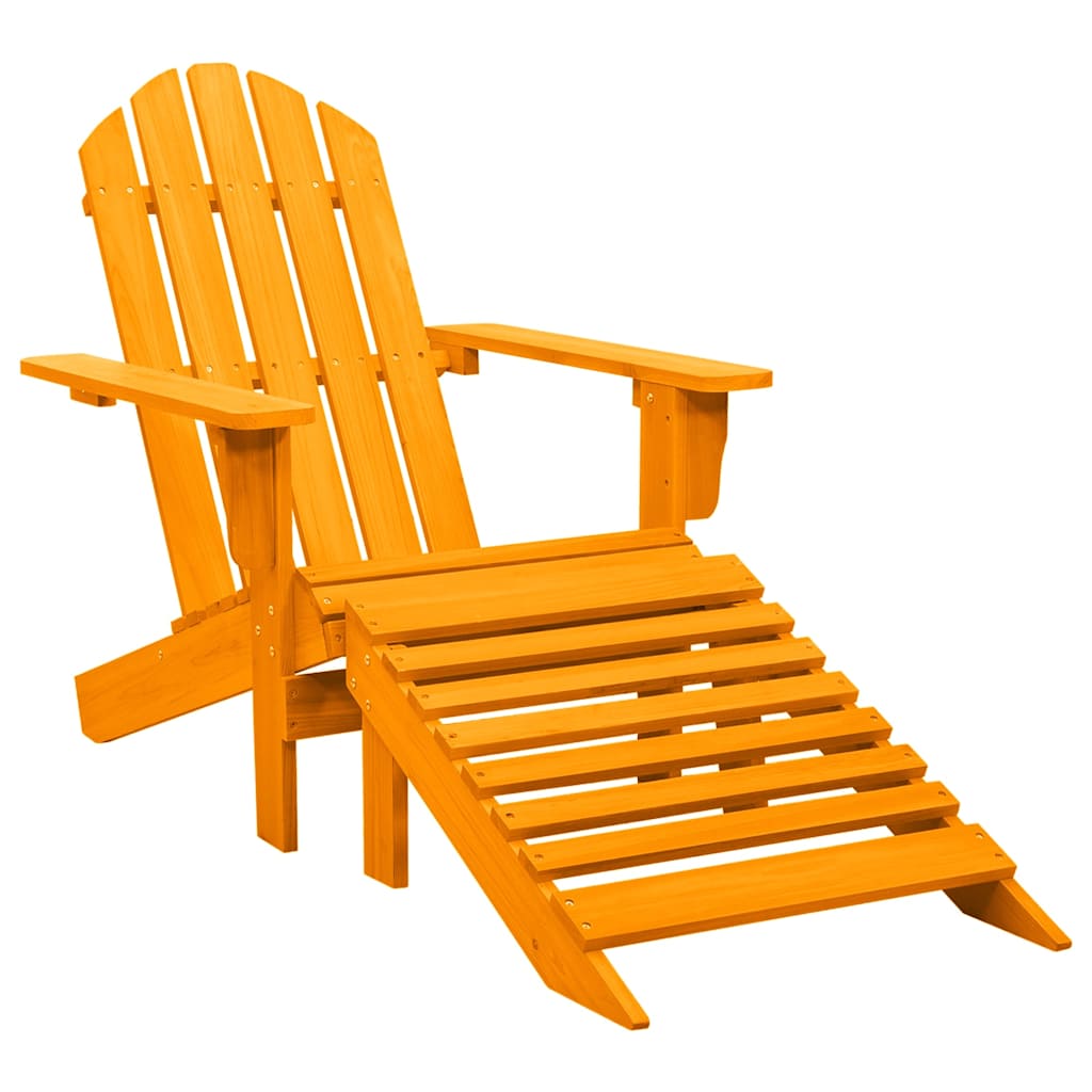 vidaXL Garden Adirondack Chair with Ottoman Solid Fir Wood Orange 1