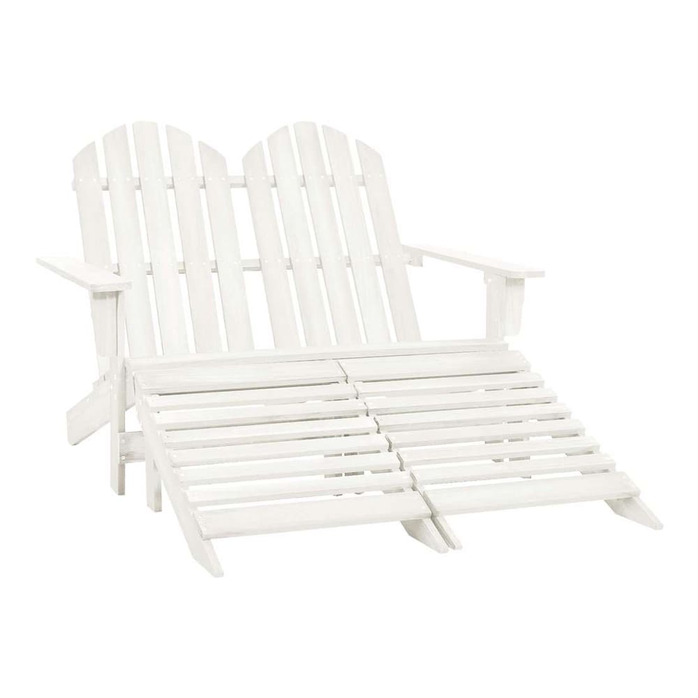 2-Seater Garden Adirondack Chair&Ottoman Fir Wood White