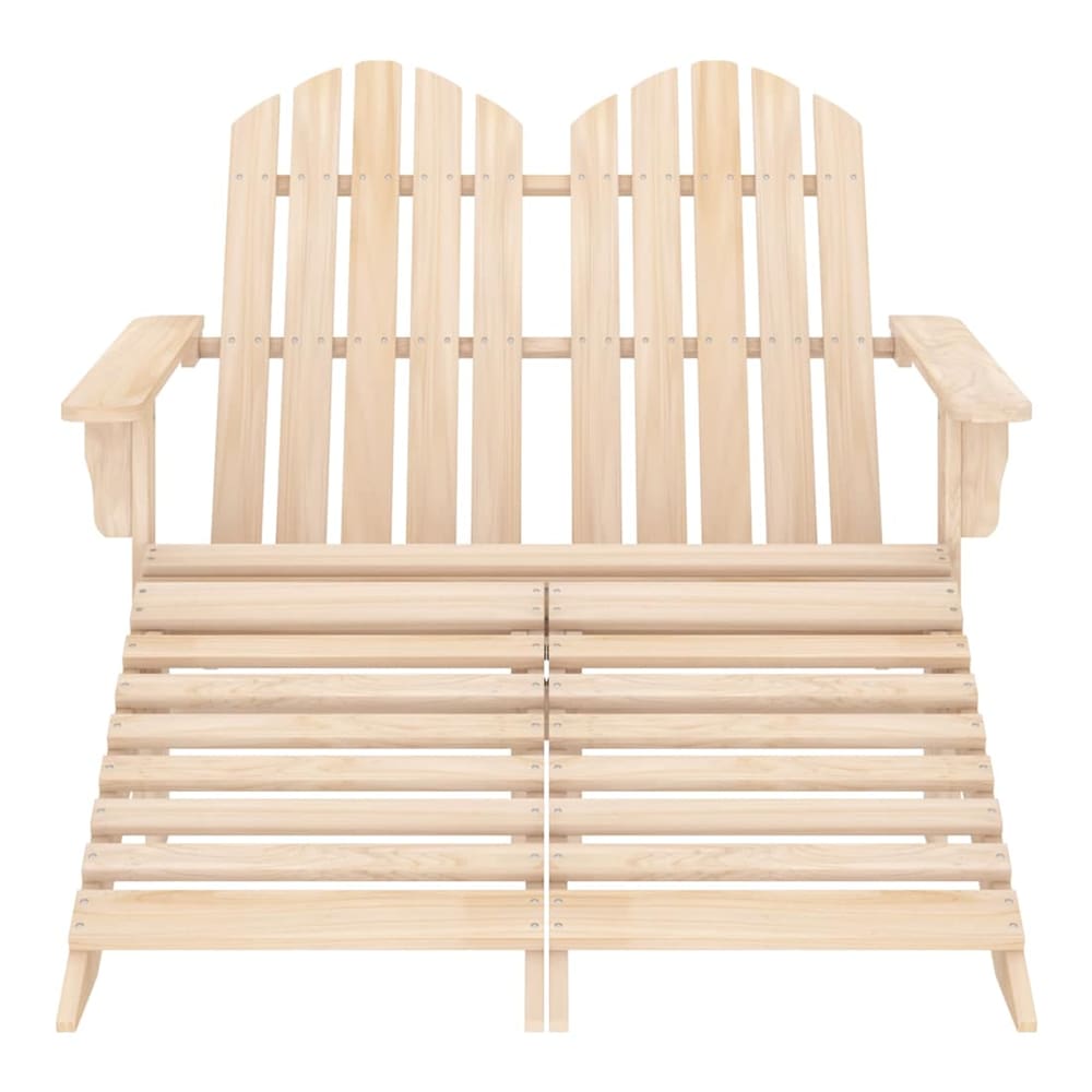 2-Seater Garden Adirondack Chair&Ottoman Fir Wood Light brown