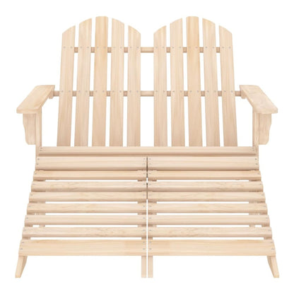 2-Seater Garden Adirondack Chair&Ottoman Fir Wood Light brown