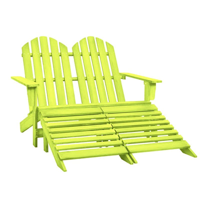 2-Seater Garden Adirondack Chair&Ottoman Fir Wood Green