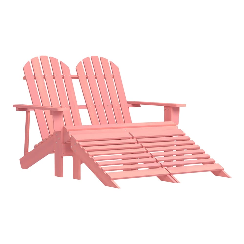 2-Seater Garden Adirondack Chair&Ottoman Fir Wood Pink