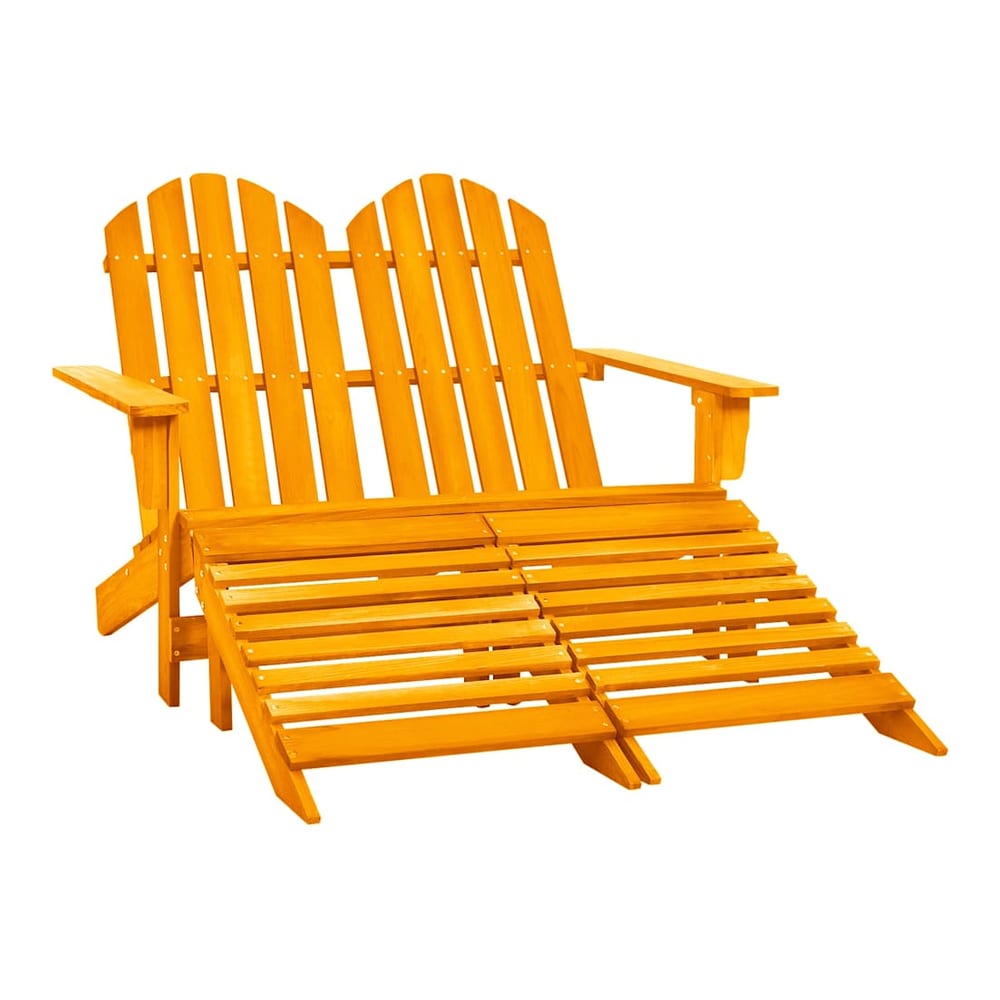 2-Seater Garden Adirondack Chair&Ottoman Fir Wood Orange