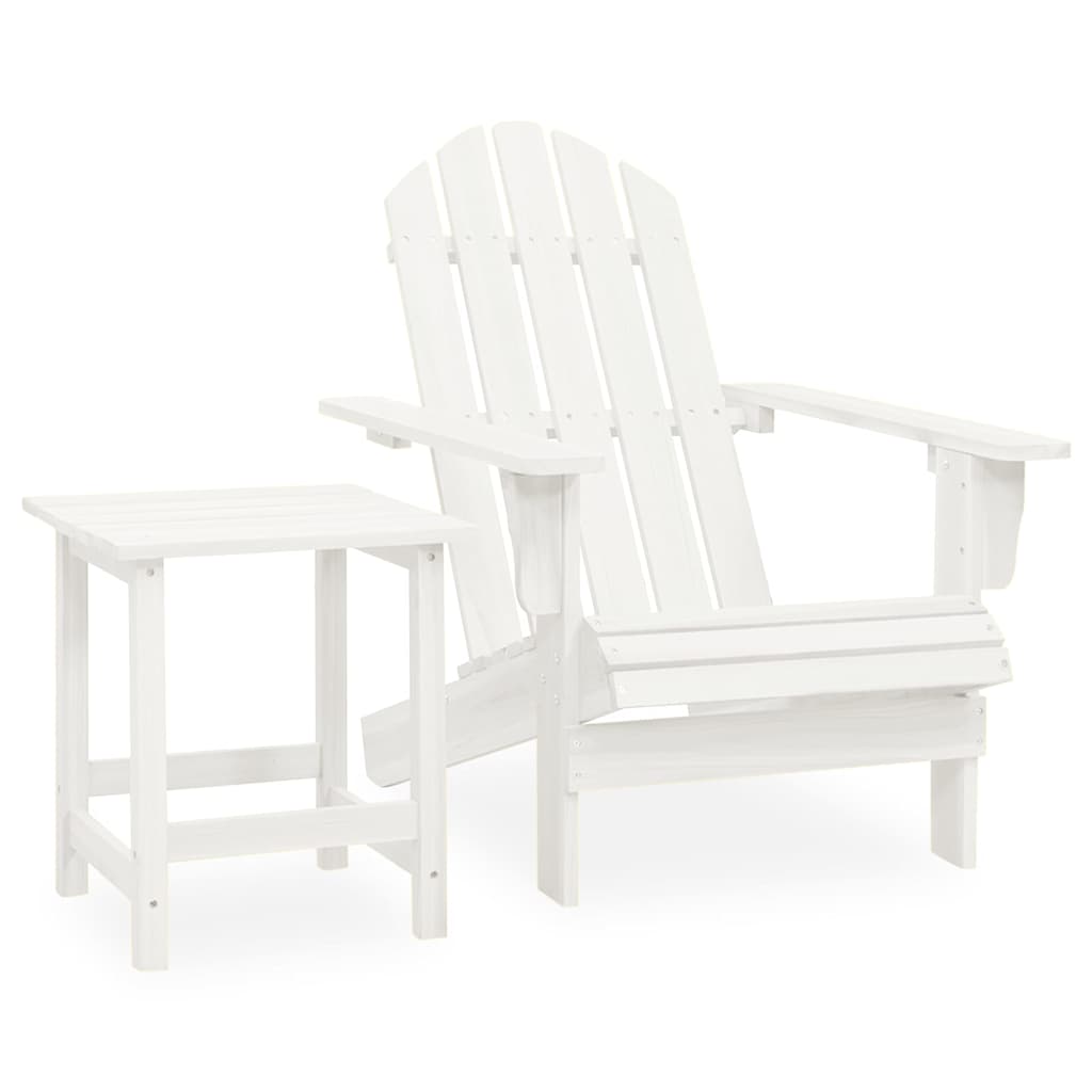 vidaXL Garden Adirondack Chair with Table Solid Fir Wood White 1