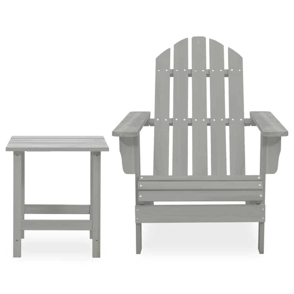 vidaXL Garden Adirondack Chair with Table Solid Fir Wood Grey 2