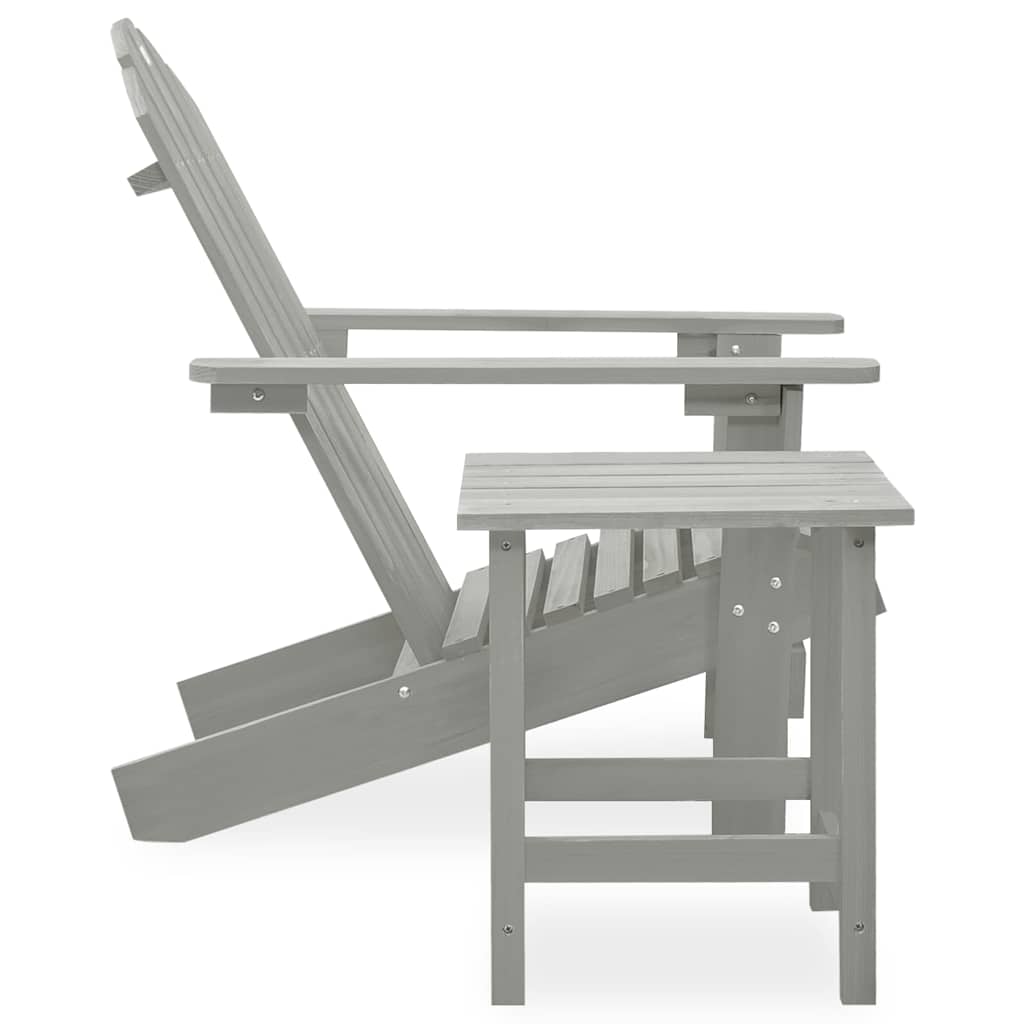 vidaXL Garden Adirondack Chair with Table Solid Fir Wood Grey 3