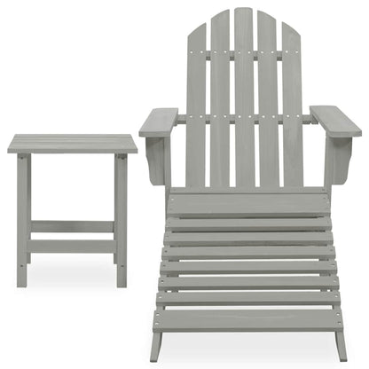 vidaXL Garden Adirondack Chair with Ottoman&Table Solid Fir Wood Grey 2