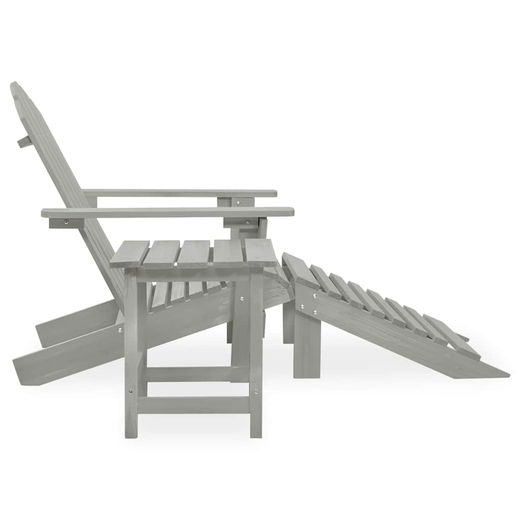 vidaXL Garden Adirondack Chair with Ottoman&Table Solid Fir Wood Grey 3