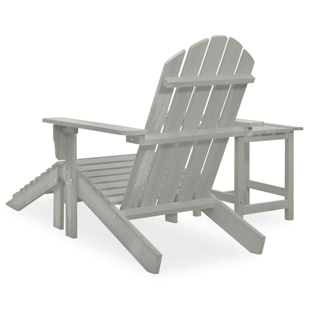 vidaXL Garden Adirondack Chair with Ottoman&Table Solid Fir Wood Grey 4