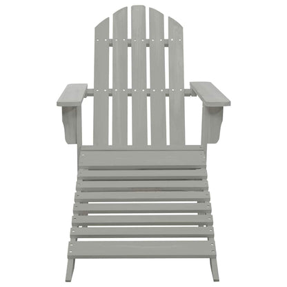 vidaXL Garden Adirondack Chair with Ottoman&Table Solid Fir Wood Grey 6