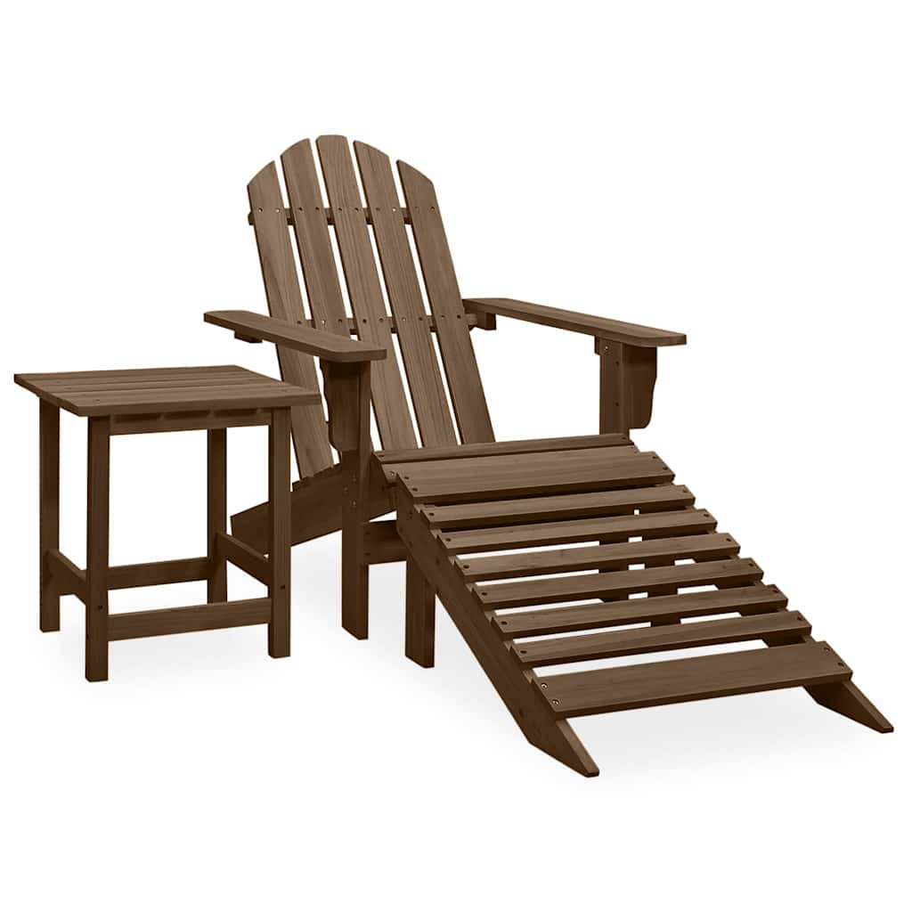 vidaXL Garden Adirondack Chair with Ottoman&Table Solid Fir Wood