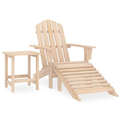 vidaXL Garden Adirondack Chair with Ottoman&Table Solid Fir Wood
