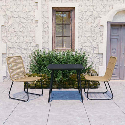 5 Piece Outdoor Dining Set Poly Rattan and Glass Oak and black 80 cm table length 2