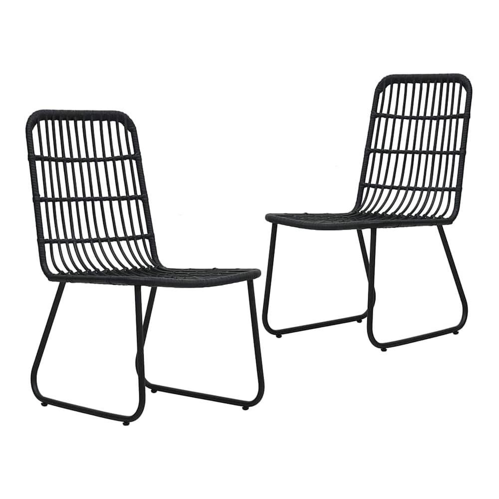 5 Piece Outdoor Dining Set Poly Rattan and Glass Black 80 cm table length 2