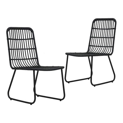 5 Piece Outdoor Dining Set Poly Rattan and Glass Black 80 cm table length 2